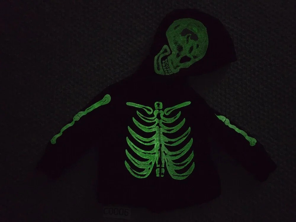 Halloween Old Navy Critter Hood Skeleton 18-24 Months ~ Black & Glow in the Dark